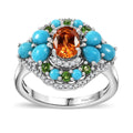 Fanta Garnet, Multi Gemstone Ring in Rhodium Over Sterling Silver (Size 7.0) 3.20 ctw - Sticky add to cart bar