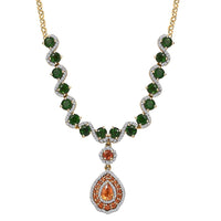 D'Joy Fanta Garnet and Multi Gemstone 10.15 ctw Flower Garland Necklace in 18K Vermeil Yellow Gold Over Sterling Silver 18-20 Inches