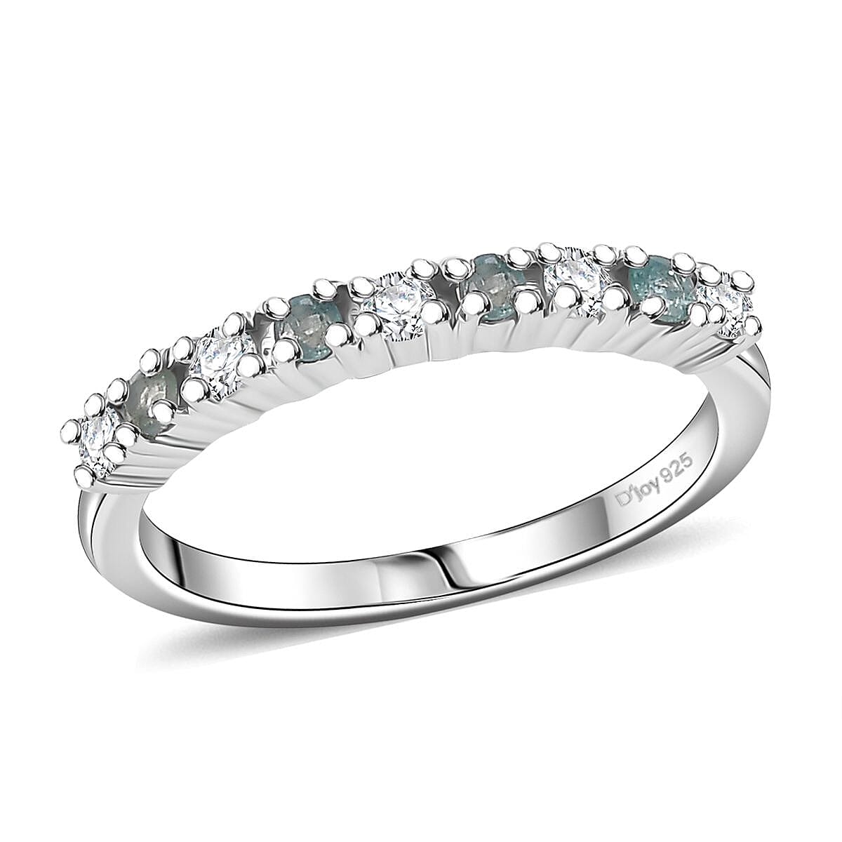 Narsipatnam Alexandrite, Moissanite Eternity Band Ring in Rhodium Over Sterling Silver (Size 10.0) 0.35 ctw