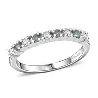 Narsipatnam Alexandrite, Moissanite Eternity Band Ring in Rhodium Over Sterling Silver (Size 10.0) 0.35 ctw
