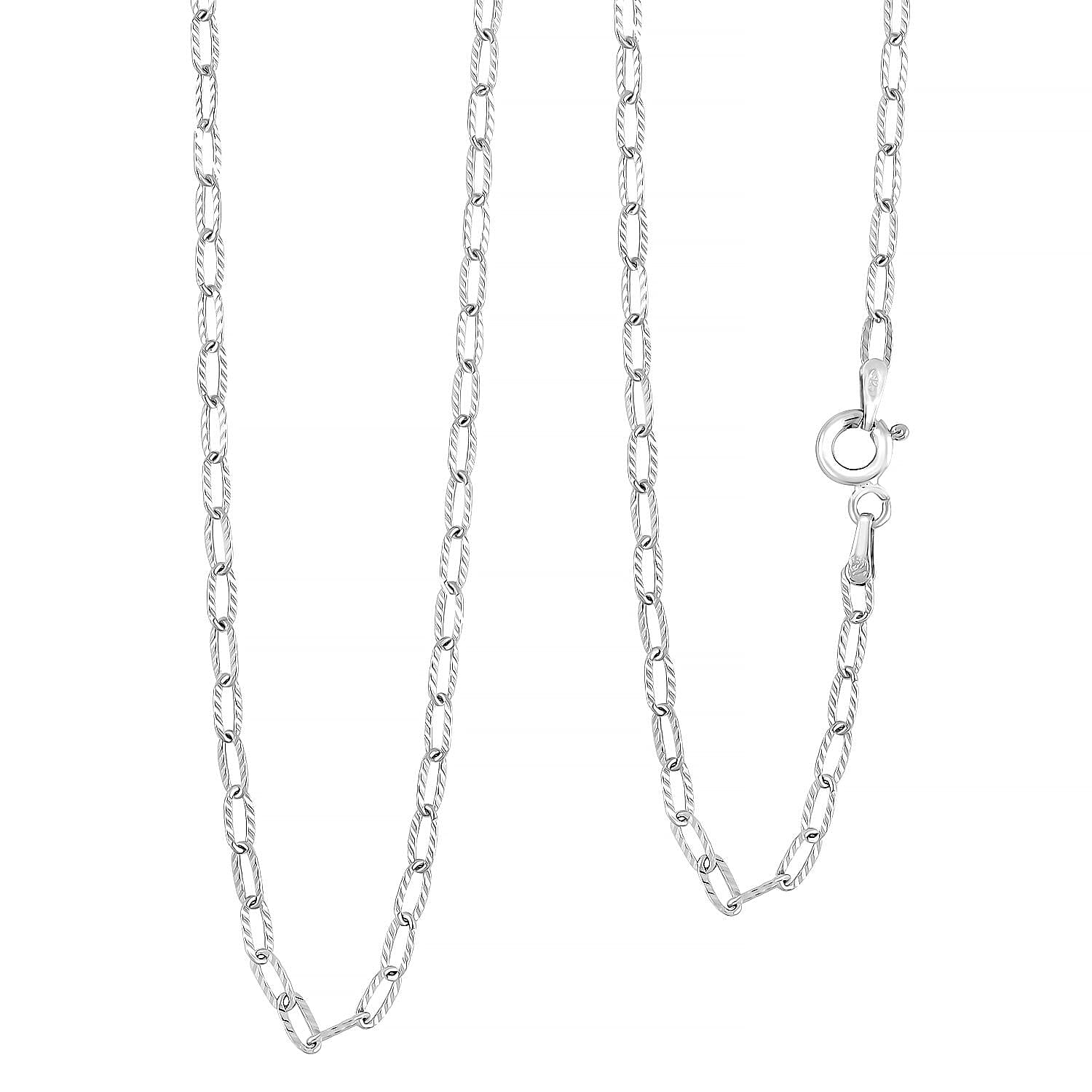 Drop Wavy Chain Necklace in Sterling Silver 3.20 Grams 20 Inches