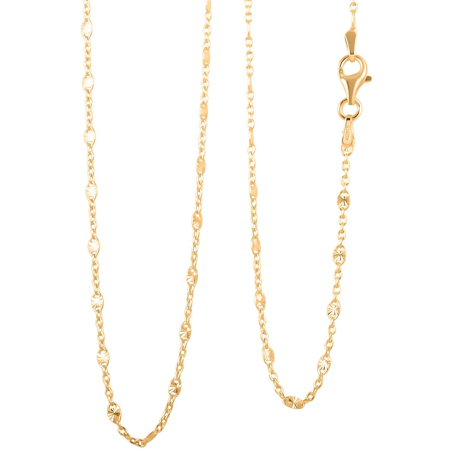 Drop Wavy Chain Necklace in 14K Yellow Gold Over Sterling Silver 3.20 Grams 20 Inches