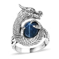 Bali Legacy Blue Star Sapphire (DF) Dragon Ring in Sterling Silver (Size 9.0) 4.50 ctw - Sticky add to cart bar