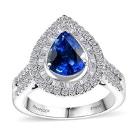 Rhapsody 950 Platinum AAAA Ceylon Blue Sapphire, Diamond (E-F, VS2) (1.18 cts) Ring (Size 7.0) (8.50 g) 3.20 ctw