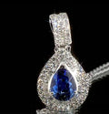 Pre Black Friday Deal Certified and Appraised Rhapsody AAAA Ceylon Blue Sapphire and E-F VS2 Diamond 3.00 ctw Pendant in 950 Platinum 4.30 Grams - Sticky add to cart bar