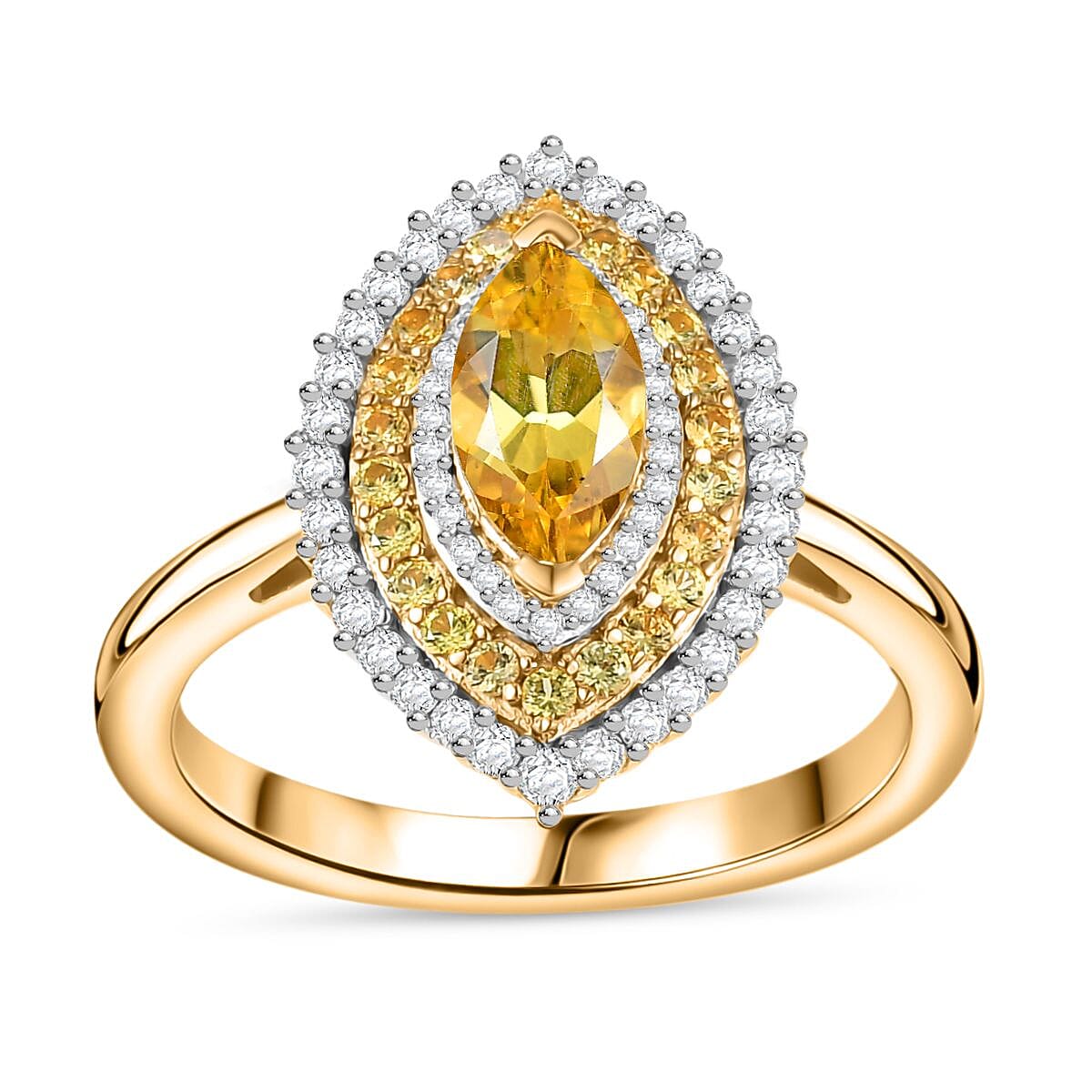 Brazilian Heliodor, Multi Gemstone Ring in 18K Vermeil YG Over Sterling Silver (Size 10.0) 1.80 ctw