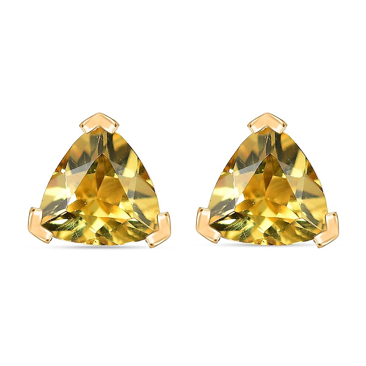 D'Joy Premium Brazilian Heliodor 1.35 ctw Solitaire Stud Earrings in 18K Vermeil Yellow Gold Over Sterling Silver
