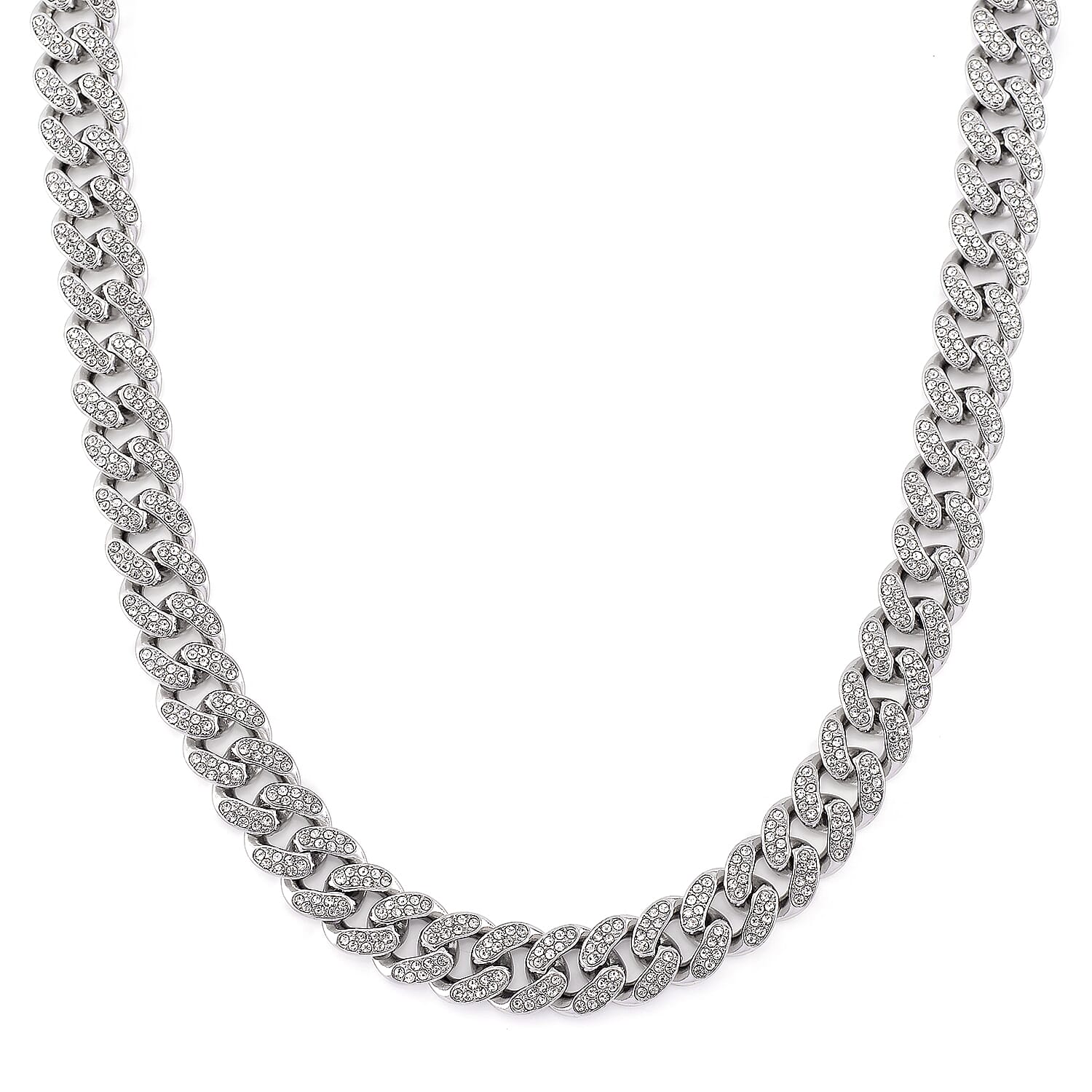 J Francis Embellished with Crystal by Swarovski Necklace (20 Inches) in Silvertone