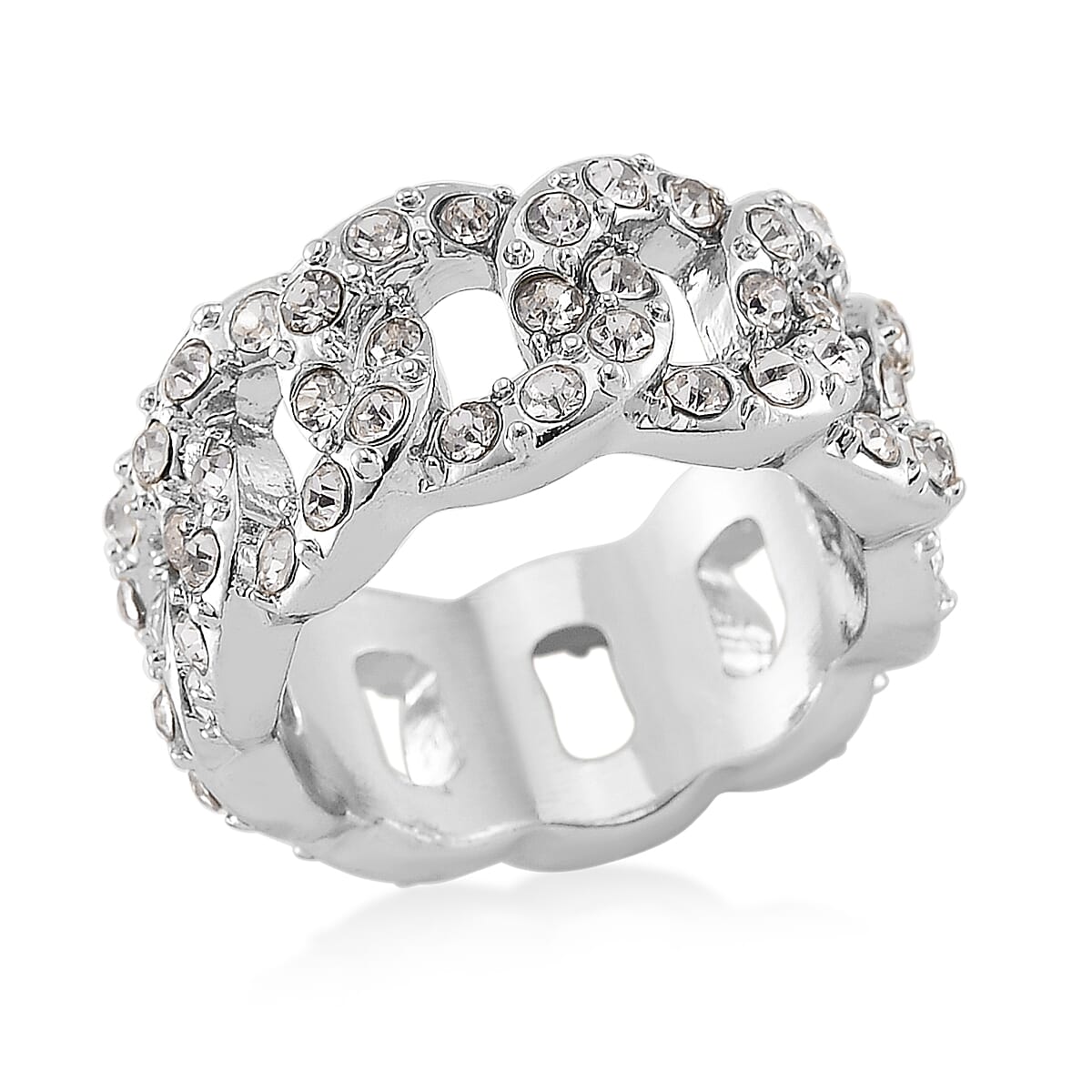 Austrian Crystal Ring in Silvertone (Size 10.0)
