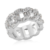 Austrian Crystal Ring in Silvertone (Size 10.0)