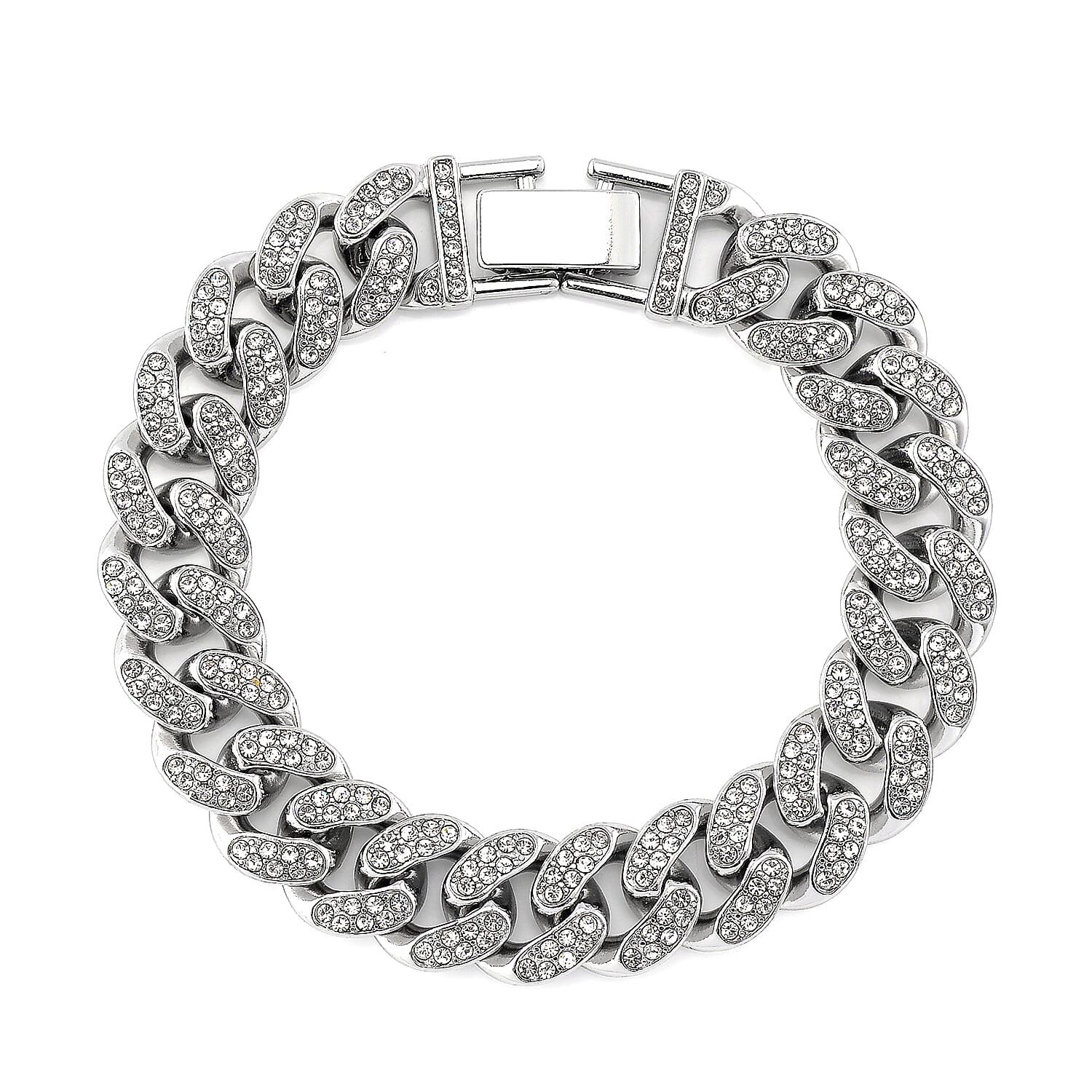J Francis Embellished with Crystal by Swarovski Bracelet in Silvertone (6.50 In)