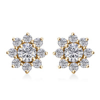 Moissanite 1.90 ctw Flower Earrings in 18K Vermeil Yellow Gold Over Sterling Silver