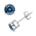 Luxuriant Lab Grown Blue Diamond (IR) (SI) 1.40 ctw Stud Earrings in Platinum Over Sterling Silver - Sticky add to cart bar