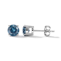 Luxuriant Lab Grown Blue Diamond (IR) (SI) 1.40 ctw Stud Earrings in Platinum Over Sterling Silver