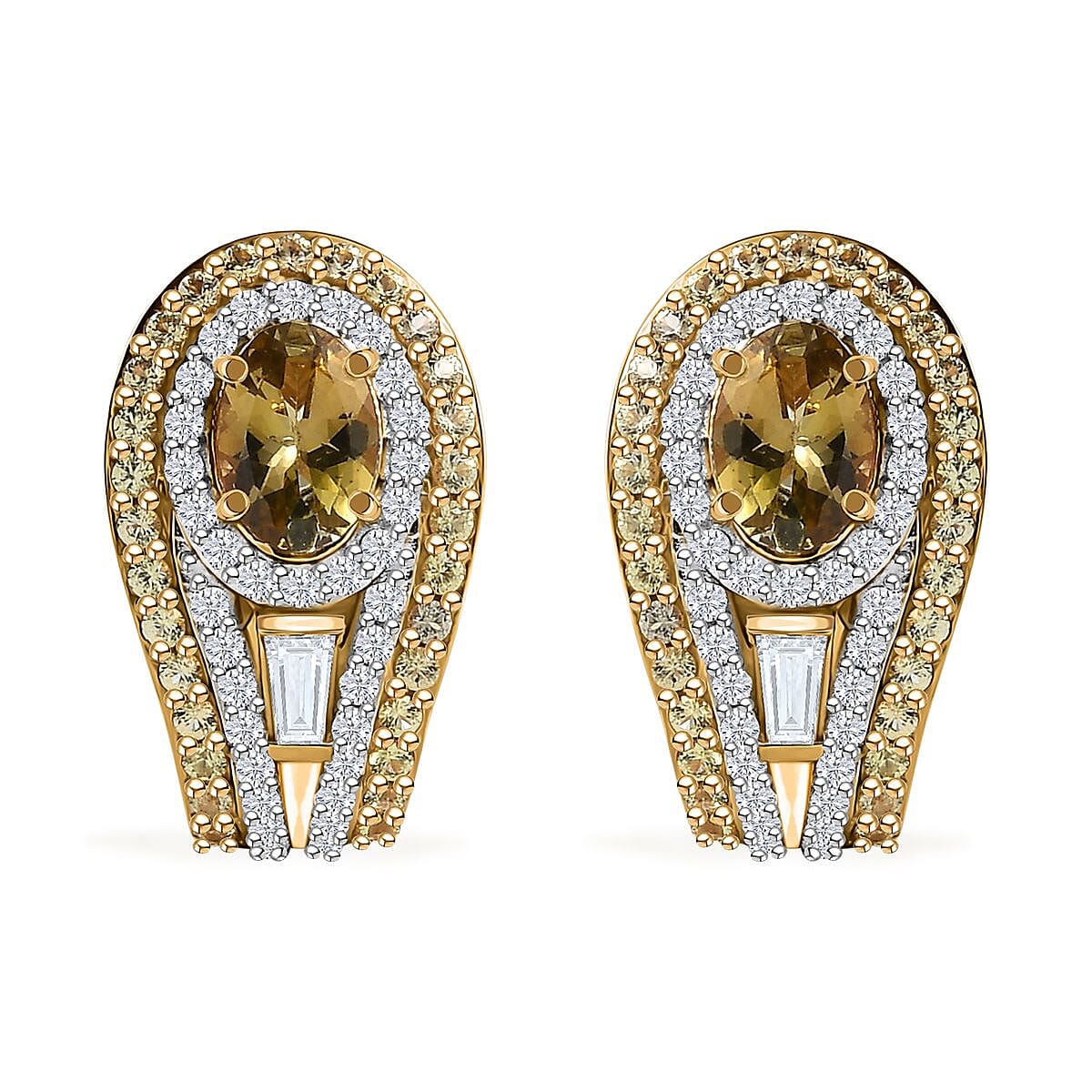 Doorbuster Golden Tanzanite, Multi Gemstone Earrings in 18K Vermeil YG Over Sterling Silver 4.90 ctw
