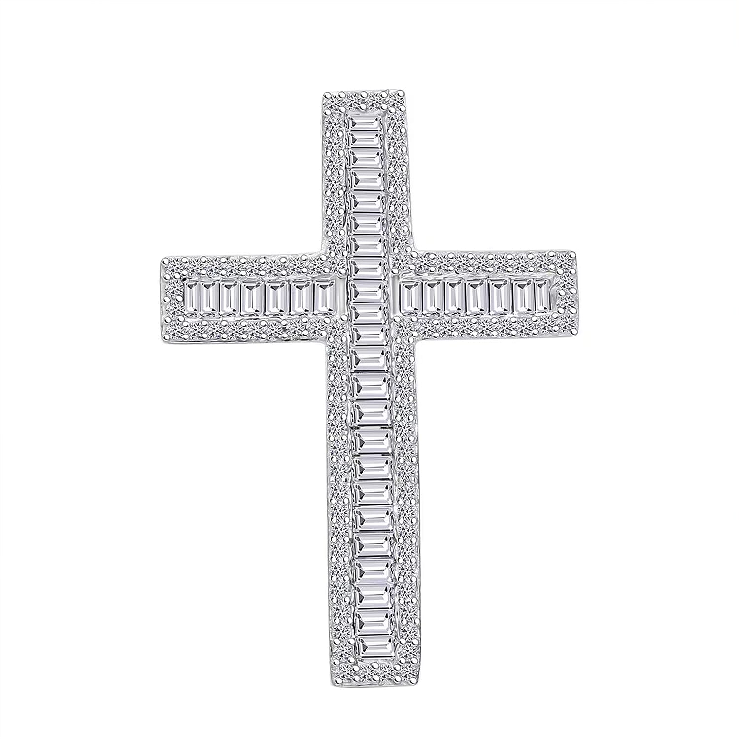 Luxuriant Lab Grown Diamond (G-H, SI) Cross Pendant in Platinum Over Sterling Silver 1.00 ctw