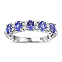 Tanzanite and White Zircon 1.00 ctw Ring in Platinum Over Sterling Silver (Size 10.0)