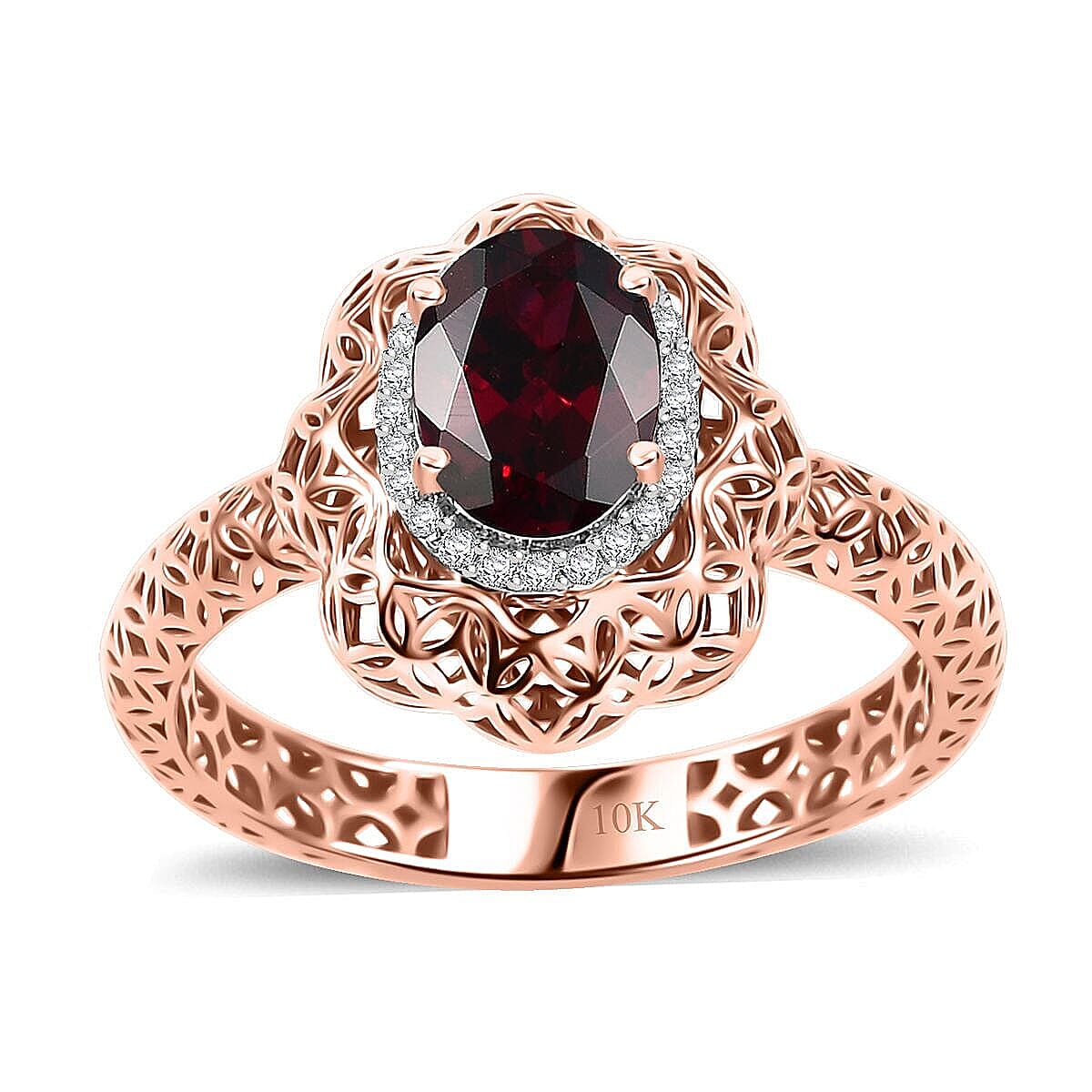 Mirage Collection Premium Anthill Garnet and G-H I3 Diamond 1.60 ctw Ring in 10K Rose Gold