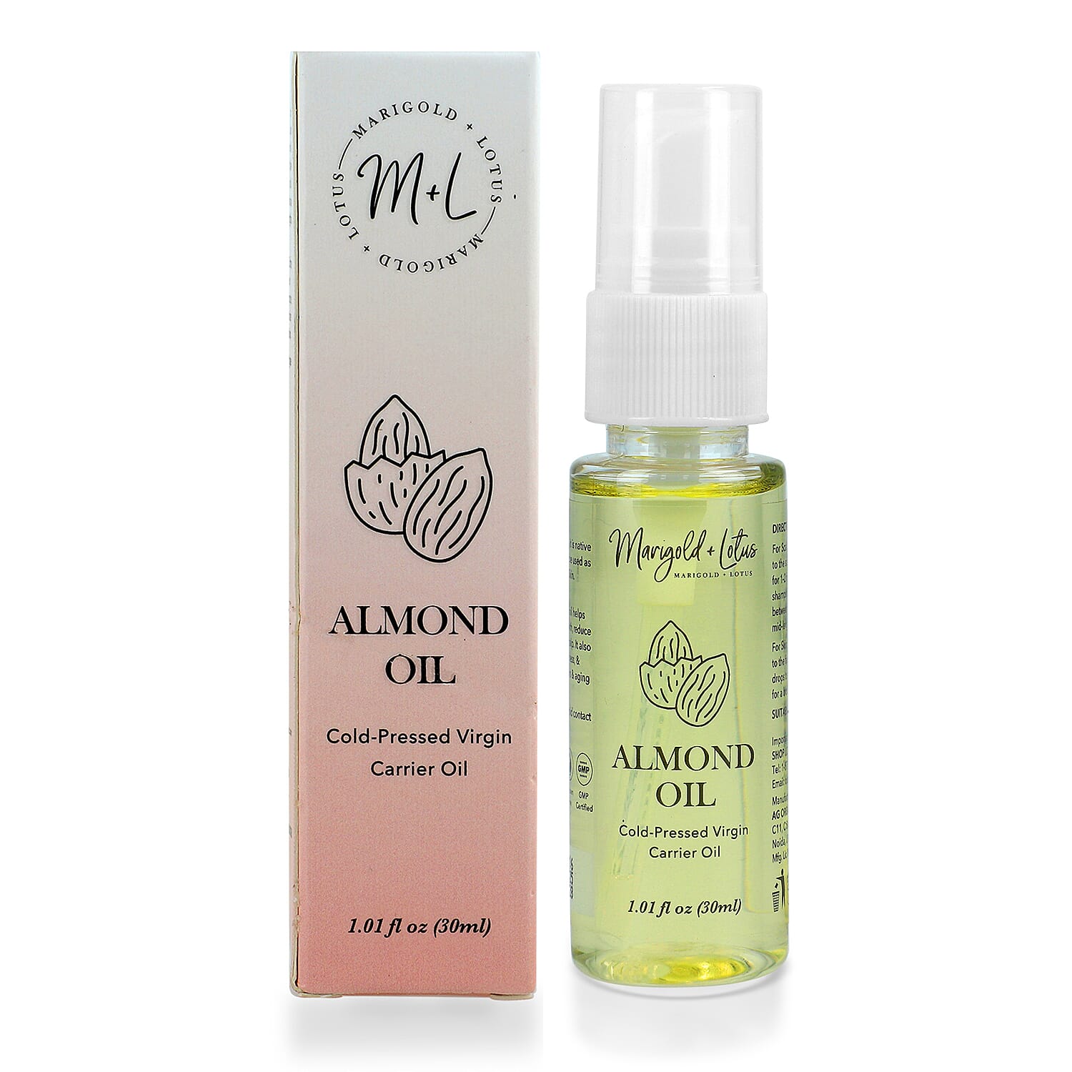Marigold and Lotus Cold-Pressed Virgin Carrier Almond Oil 1.01oz
