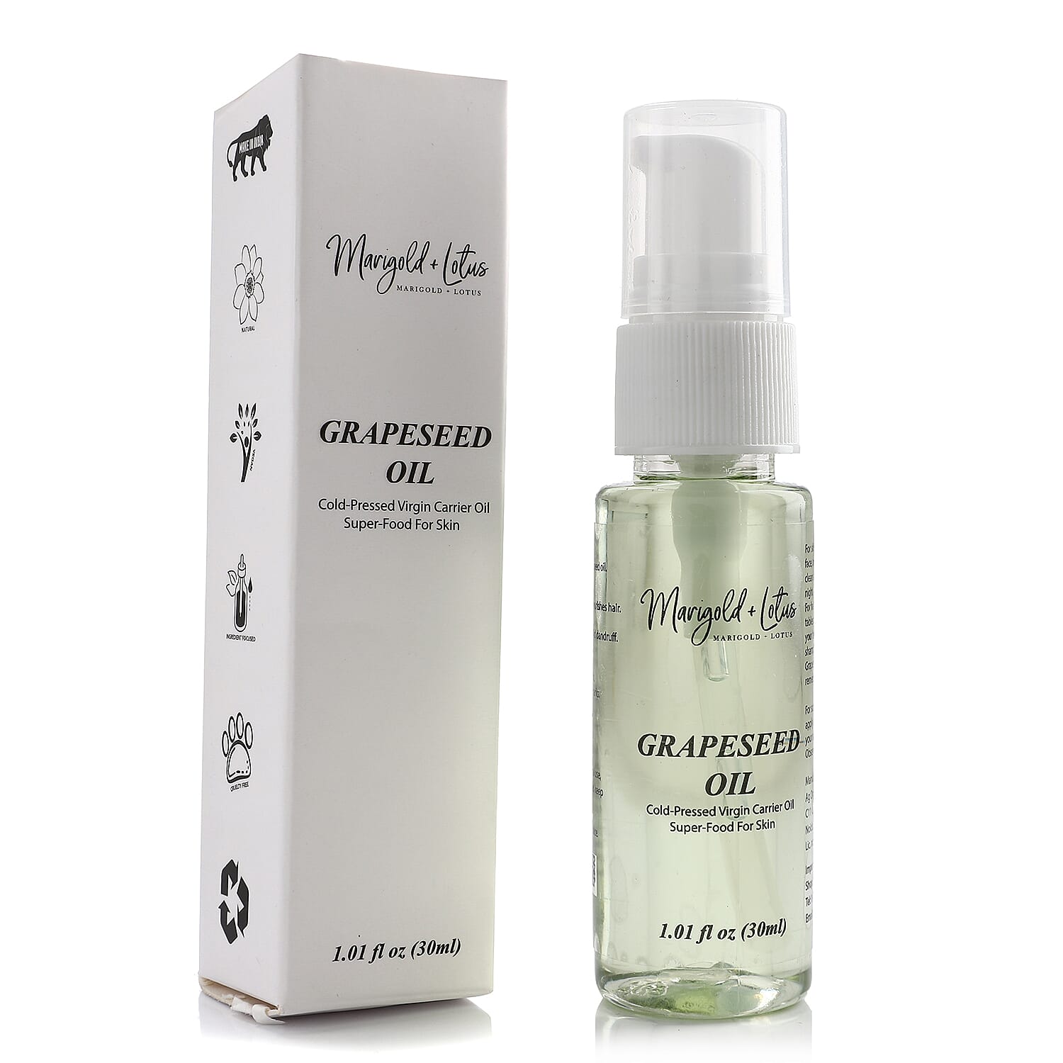Marigold and Lotus Cold-Pressed Virgin Carrier Grapeseed Oil 1.01oz