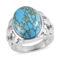 Mojave Blue Turquoise Solitaire Ring in Stainless Steel (Size 10.0) 9.40 ctw - Sticky add to cart bar
