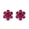 D'Joy Niassa Ruby (FF) 1.65 ctw Floral Earrings in Rhodium Over Sterling Silver - Sticky add to cart bar