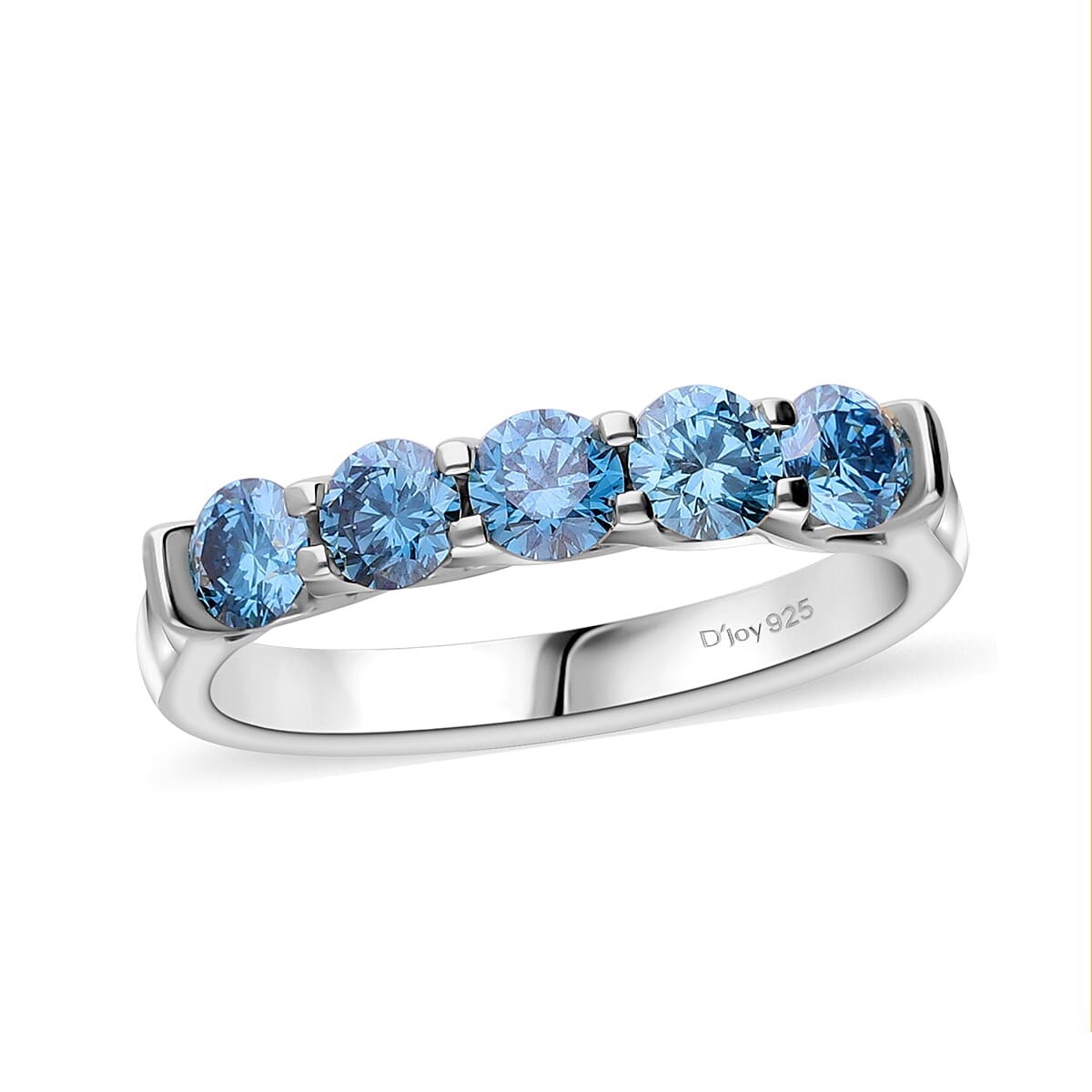 Luxuriant Lab Grown Blue Diamond (SI) Ring in Platinum Over Sterling Silver (Size 6.0) 1.00 ctw