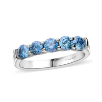 Luxuriant Lab Grown Blue Diamond (SI) Ring in Platinum Over Sterling Silver (Size 6.0) 1.00 ctw