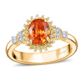 Luxoro AAA Mandarin Garnet, I2 Natural Yellow and White Diamond 1.90 ctw Sunburst Ring in 14K Yellow Gold - Sticky add to cart bar