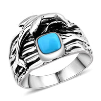 Bali Legacy Sleeping Beauty Turquoise Dolphin Ring in Sterling Silver (Size 10.0) 0.85 ctw