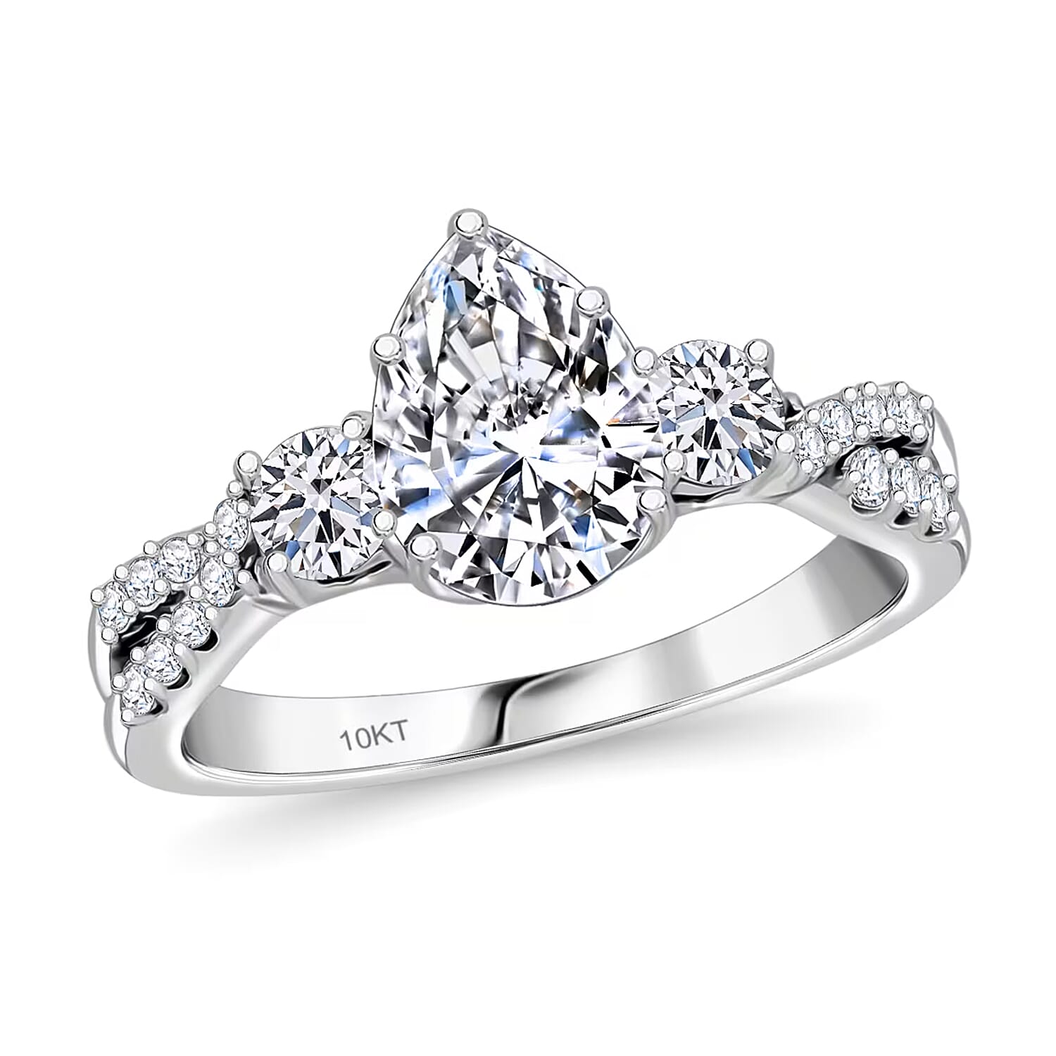 10K White Gold Luxuriant Lab Grown Diamond (E-F, VS) Ring (Size 10.0) 2.00 ctw