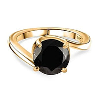 Elite Shungite 1.80 ctw Solitaire Ring in 14K Yellow Gold Over Sterling Silver (Size 11.5)