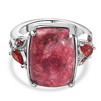 Thulite and Mozambique Garnet 13.30 ctw Ring in Goldtone (Size 10)