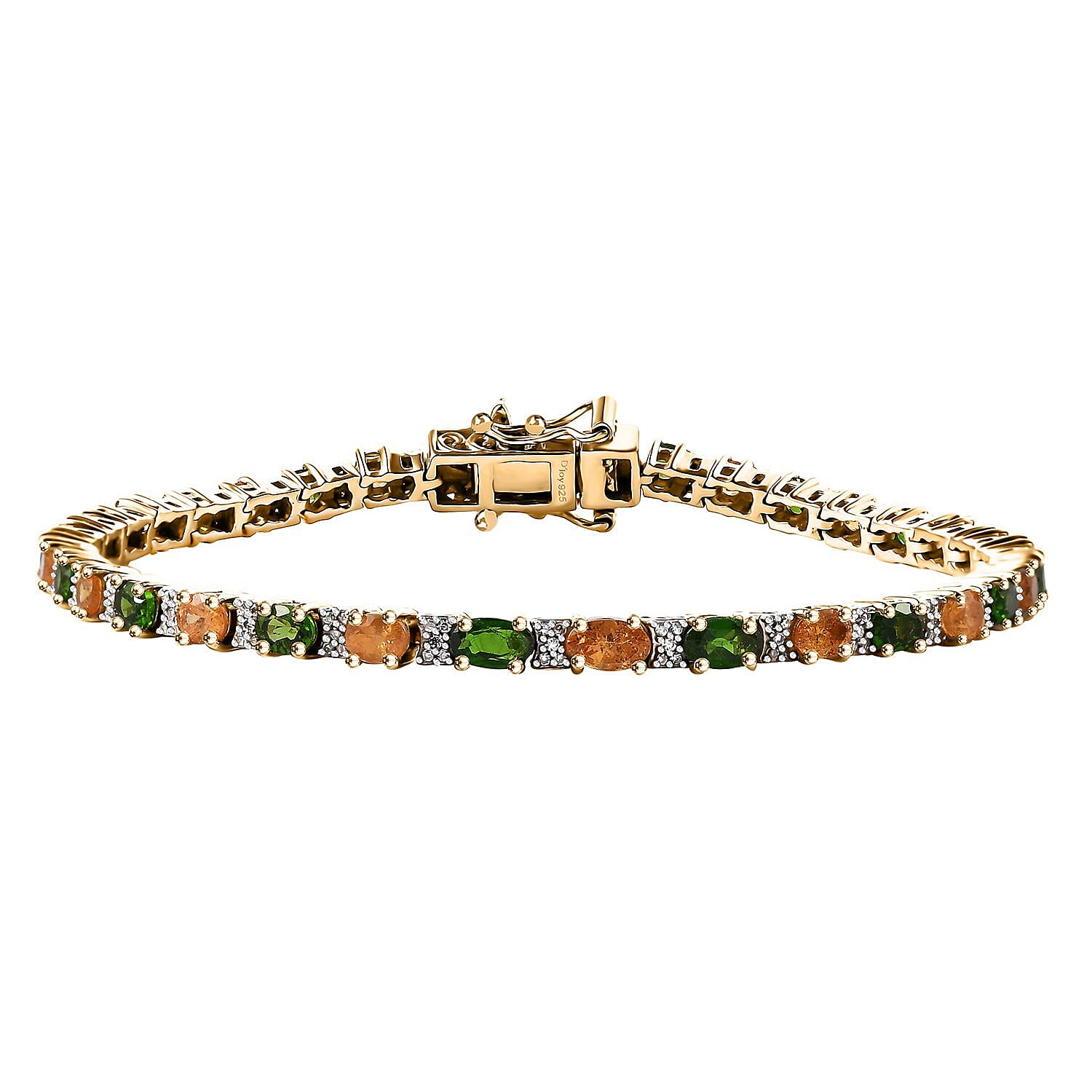 D'Joy Fanta Garnet and Multi Gemstone 6.50 ctw Honey Bee Bracelet in 18K Vermeil Yellow Gold Over Sterling Silver (7.25 In)