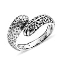 Bali Legacy Leaf and Texture Bypass Ring in Sterling Silver 6 Grams - Sticky add to cart bar
