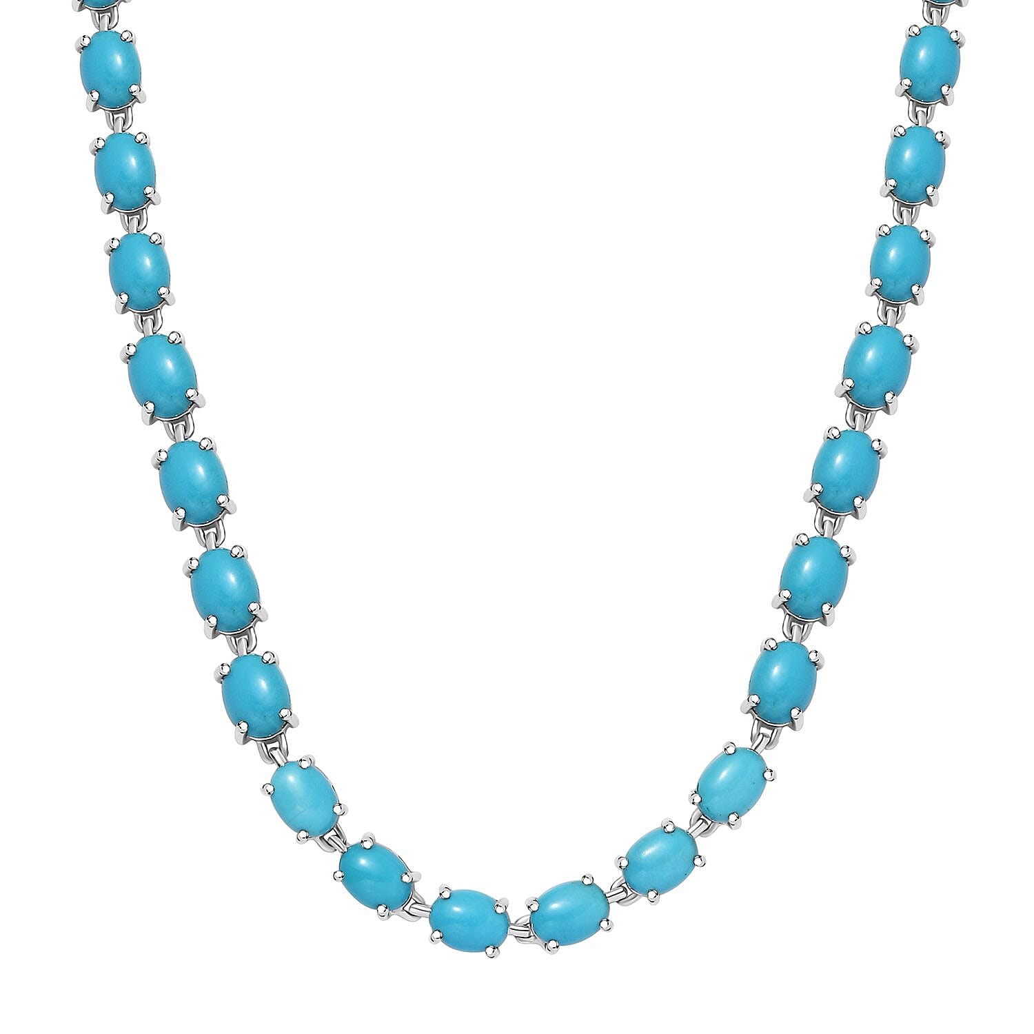 Doorbuster Premium Sleeping Beauty Turquoise 47.60 ctw Necklace in Rhodium Over Sterling Silver 18 Inches