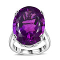 Doorbuster African Amethyst, White Zircon Ring in Rhodium Over Sterling Silver (Size 7.0) 25.00 ctw - Sticky add to cart bar