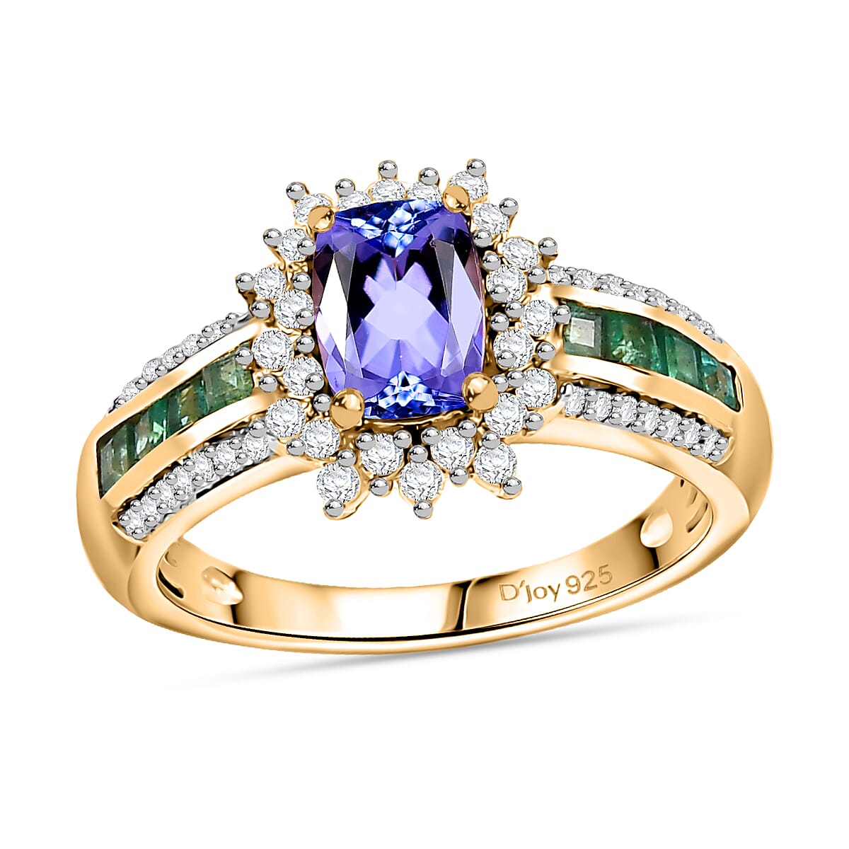 Tanzanite, Multi Gemstone Ring in 18K Vermeil YG Over Sterling Silver (Size 7.0) 1.90 ctw