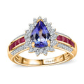 Tanzanite, Multi Gemstone Ring in 18K Vermeil YG Over Sterling Silver (Size 7.0) 1.90 ctw - Sticky add to cart bar