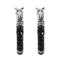 Australian Black Tourmaline 9.00 ctw Hoop Earrings in Stainless Steel