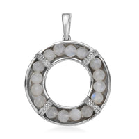 Rainbow Moonstone 6.30 ctw Circle Pendant in Stainless Steel