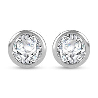 Moissanite (Rnd 6mm) Solitaire Stud Earrings in Rhodium Over Sterling Silver 1.50 ctw