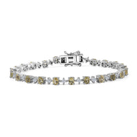 Premium Betroka Blue Apatite, Moissanite Bracelet in Rhodium Over Sterling Silver (6.50 In) 5.00 ctw