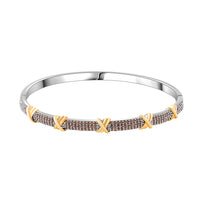 Doorbuster Simulated Diamond Bangle Bracelet in Dualtone (7.50 In) 10.00 ctw