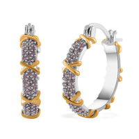 Doorbuster Simulated Diamond Hoop Earrings in Dualtone 5.00 ctw
