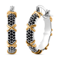 Doorbuster Simulated Diamond Hoop Earrings in Dualtone 5.00 ctw