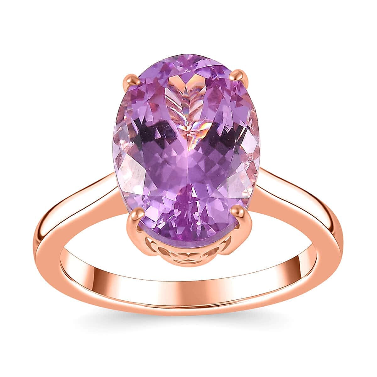 Luxoro 10K Rose Gold Premium Martha Rocha Kunzite Solitaire Ring (Size 10.0) 7.75 ctw