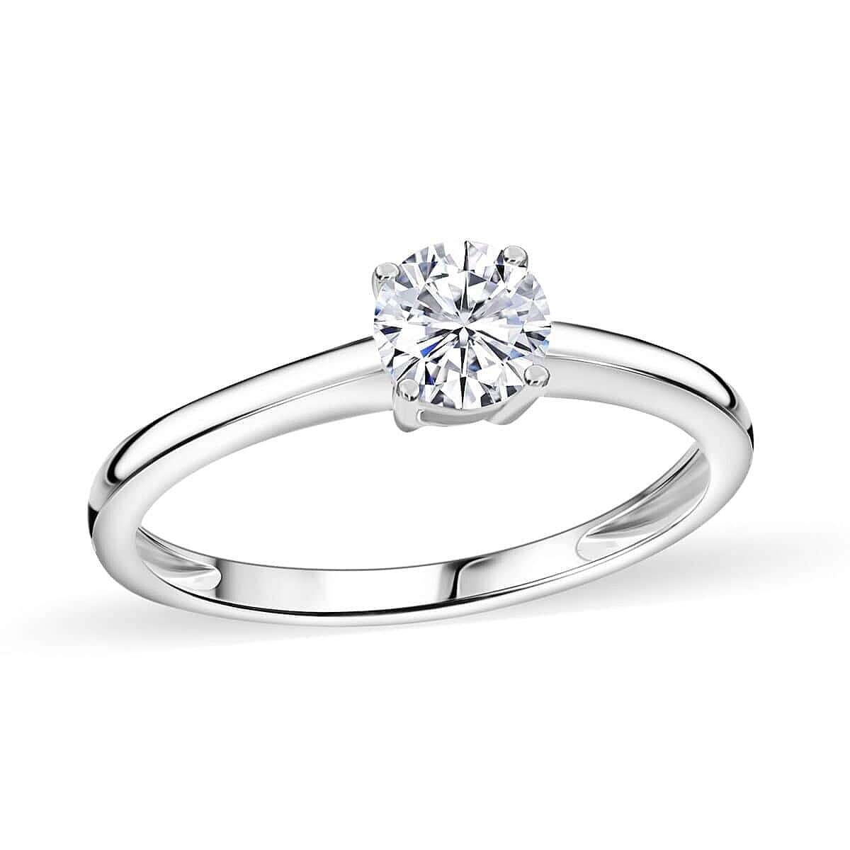 Luxuriant Lab Grown Diamond Solitaire Ring in Platinum Over Sterling Silver (Size 10.0) 0.50 ctw