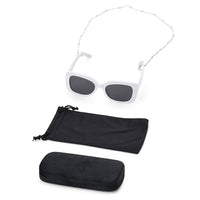 UV400 Polarized Sunglass with Chain and Storage Bag- Silver