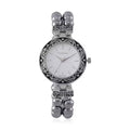 Terahertz Japanese Movement Stretch Bracelet Round Shape Watch in Silvertone 30.00 ctw - Sticky add to cart bar